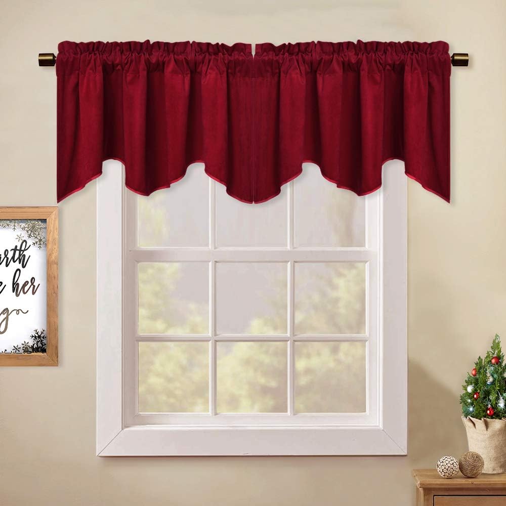 StangH Kitchen Red Scalloped Valance