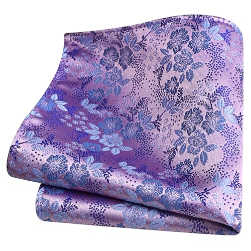 Image of GUSLESON 3.15 inch（8cm） Mens Floral Tie and Lapel Pin Necktie Hankerchief Cufflinks Set for Men