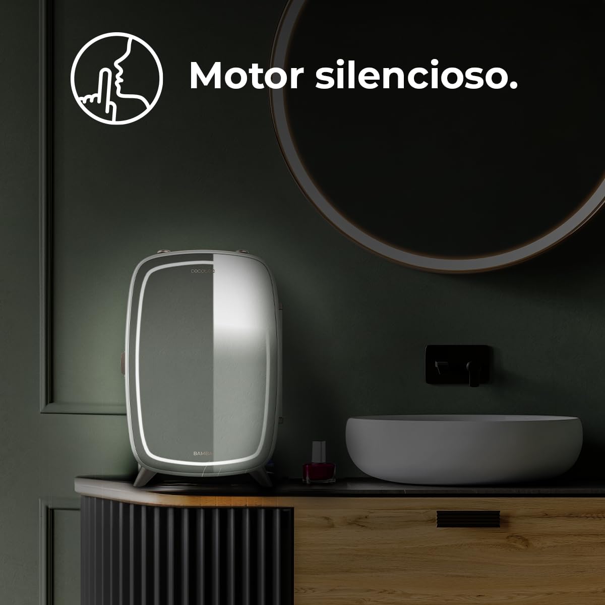 Cecotec Nevera Pequeña de Cosméticos 6L Bamba CoolingBeauty 6000 Mirror. Mini Frigorífico con Puerta con Espejo Exterior, Luz LED con 3 Intensidades, Enfriamiento hasta 10ºC — view 10