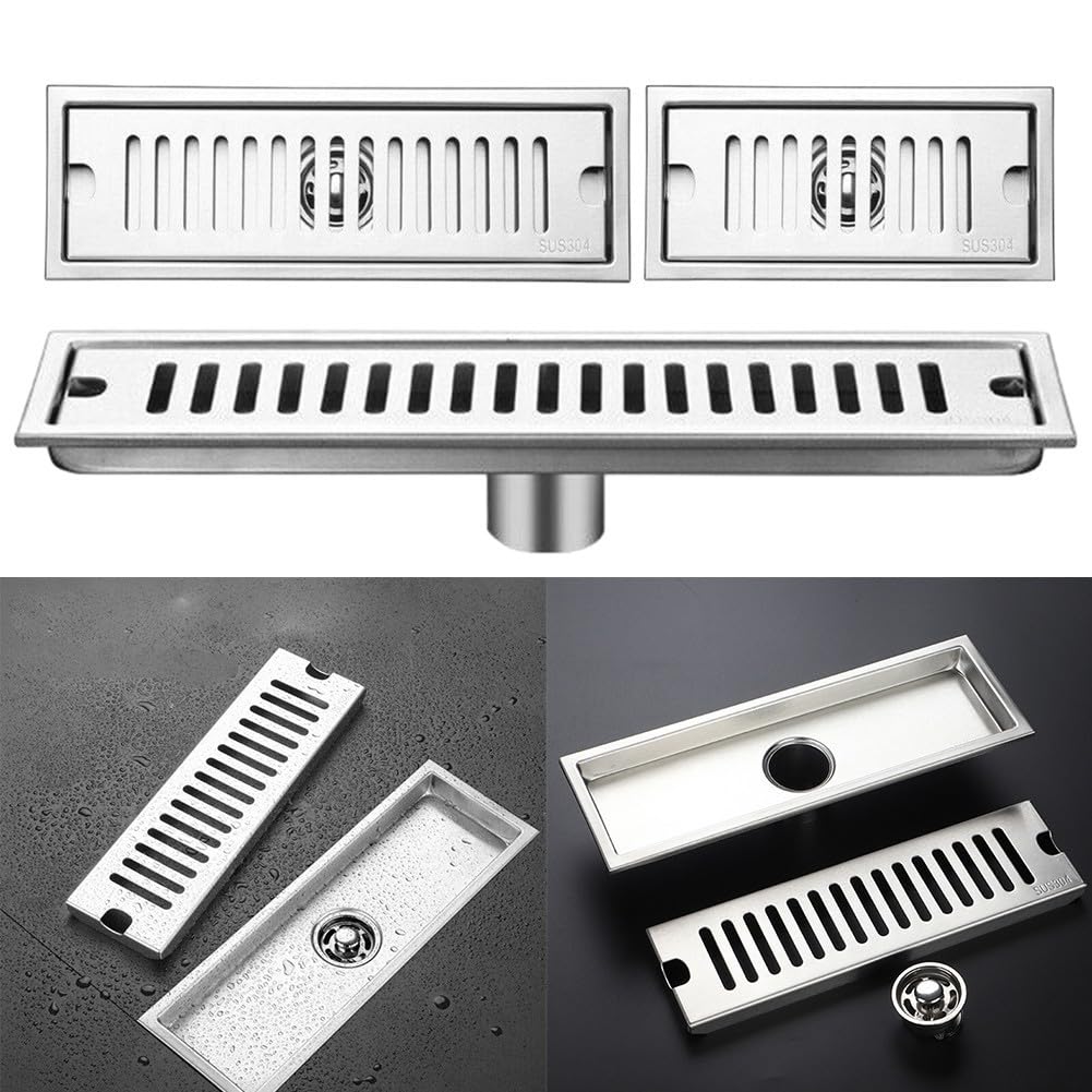 Elegante canale di scarico in acciaio inox progettato per migliorare l'efficienza del flusso d'acqua in aree umide (40 x 10 cm)