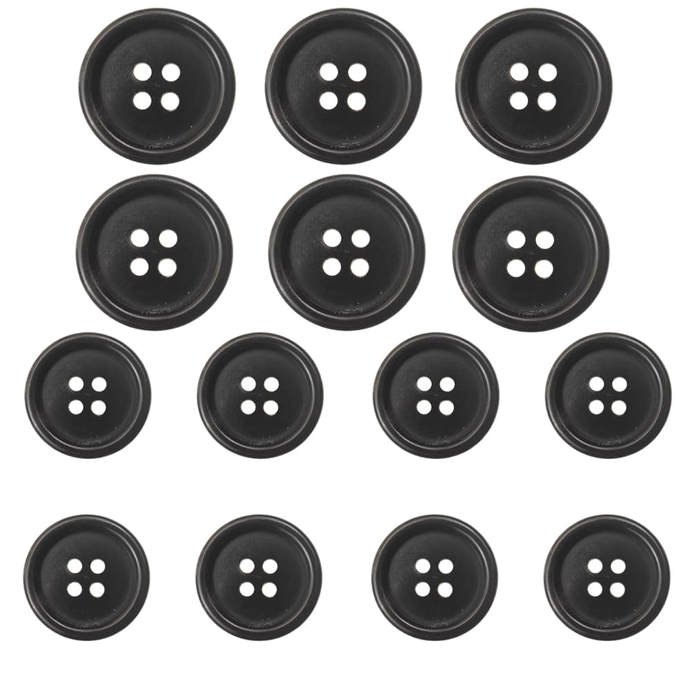14 Pieces Natural Real Horn Buttons Set for Blazer and Suit, 20mm 15mm Genuine Buffalo Buttons Set for Men Women's Jacket Coat Uniforms Black