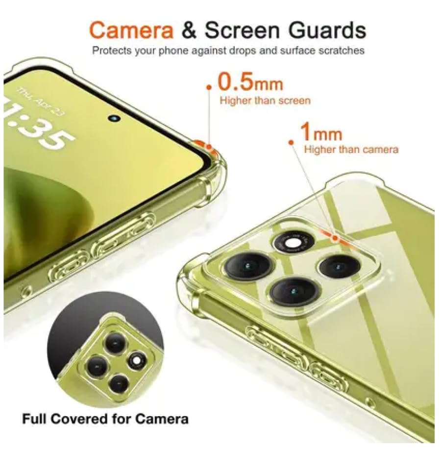 Image of Lustree Case for Motorola Moto G67 Power Transparent Protective Hard Silicone Anti-Shock Case Bumper with Reinforced Corners cam Protection for Motorola G67 Power
