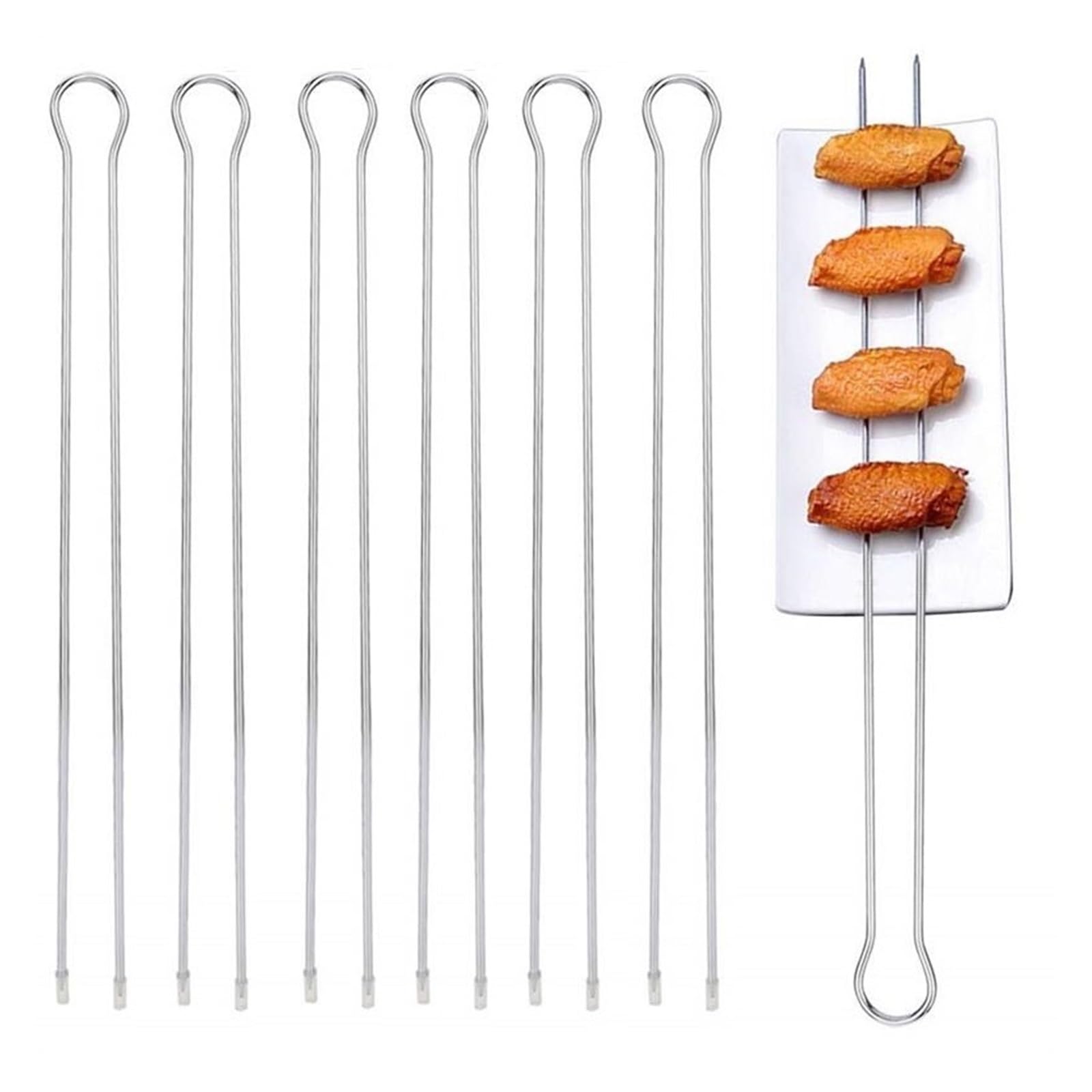 6/10/12pcs U Doppio BBQ Grill Set di spiedini Spiedini di Kebab in acciaio inossidabile Bastoni for grigliate in metallo Strumenti for barbecue da campeggio for picnic(10pcs)