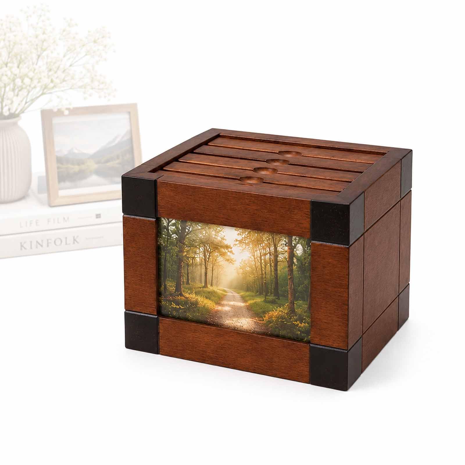 Drewniane pudełko na zdjęcia z 5 przesuwanymi albumami, kostka na ramkę na zdjęcia, pudełko albumowe 10 x 15 cm z przednią ramką, zawiera 100 zdjęć, prezent pamiątkowy DIY na wesela i płaski