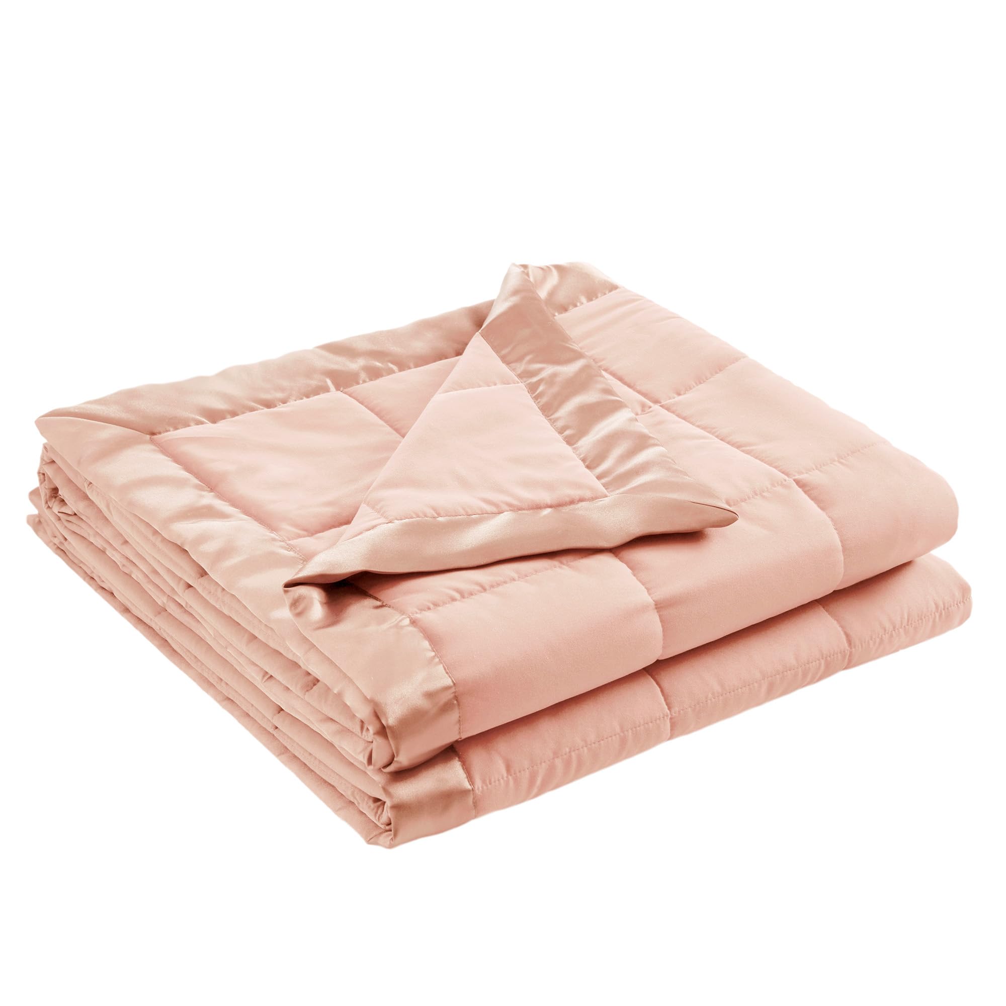 Madison Park Windom Down Alternative Blanket, Premium 3M Scotchgard Moisture Wicking Treatment, Lightweight and Soft Bed Cover for All Season, Satin Trim, Blush Full/Queen