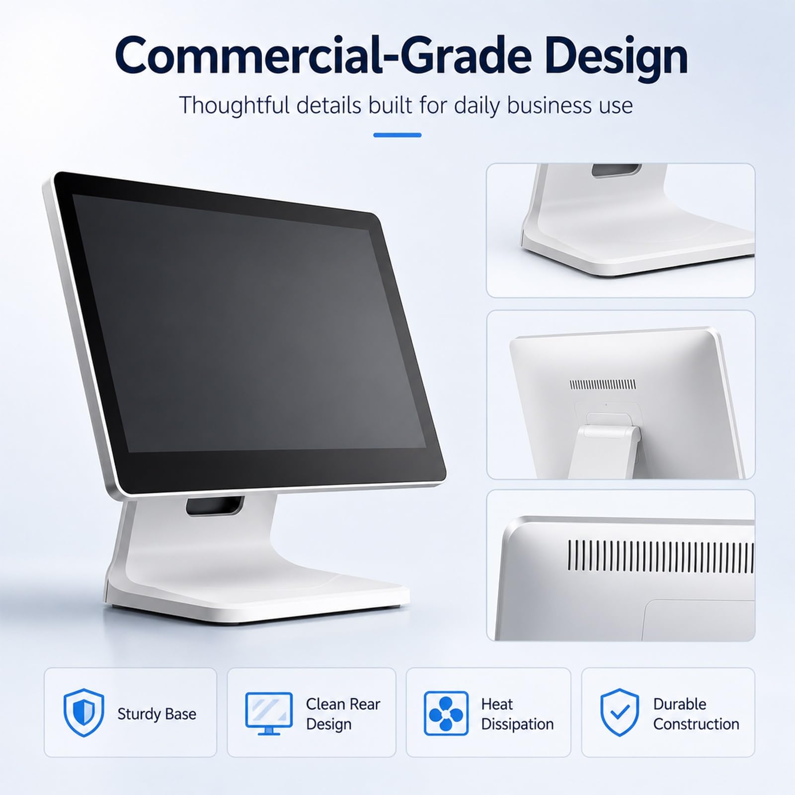 Registratore di Cassa Intelligente for Negozi, Terminale POS | Controlla Stock, 15.6" Touch, 64GB SSD, Raffreddamento, Supporto Inclinabile, per Panetterie