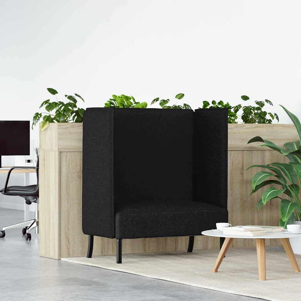 Sofá de dos plazas, tejido negro, 101 cm