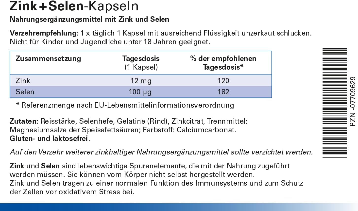 Astrid Twardy Zink + Selen-Kapseln 3x100 Stück, Nahrungsergänzungsmittel für Immunsystem und Zellschutz, glutenfrei, laktosefrei, essenzielle Spurenelemente