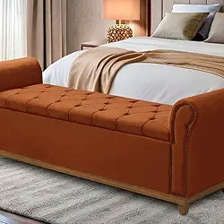 Baú Para Quarto Pé de Cama Box King Size Madeira Grécia (Terracota)