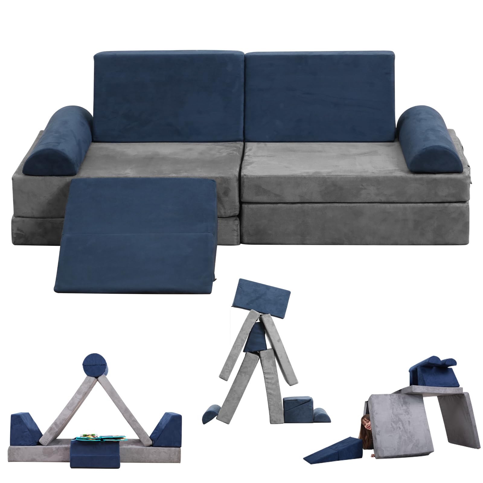 Play Couch Sofa for Kids 9PCS Sectional Sofa Playroom Imaginative Furniture for Creative Kids Girls and Boys Bedroom