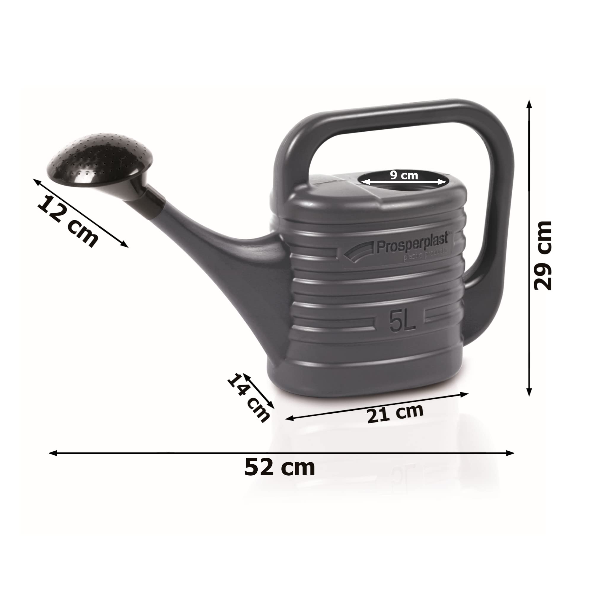 Gießkanne mit Brausekopf 5 L Anthrazit Kunststoff Gartengießkanne Garten Pflanzen Blumen