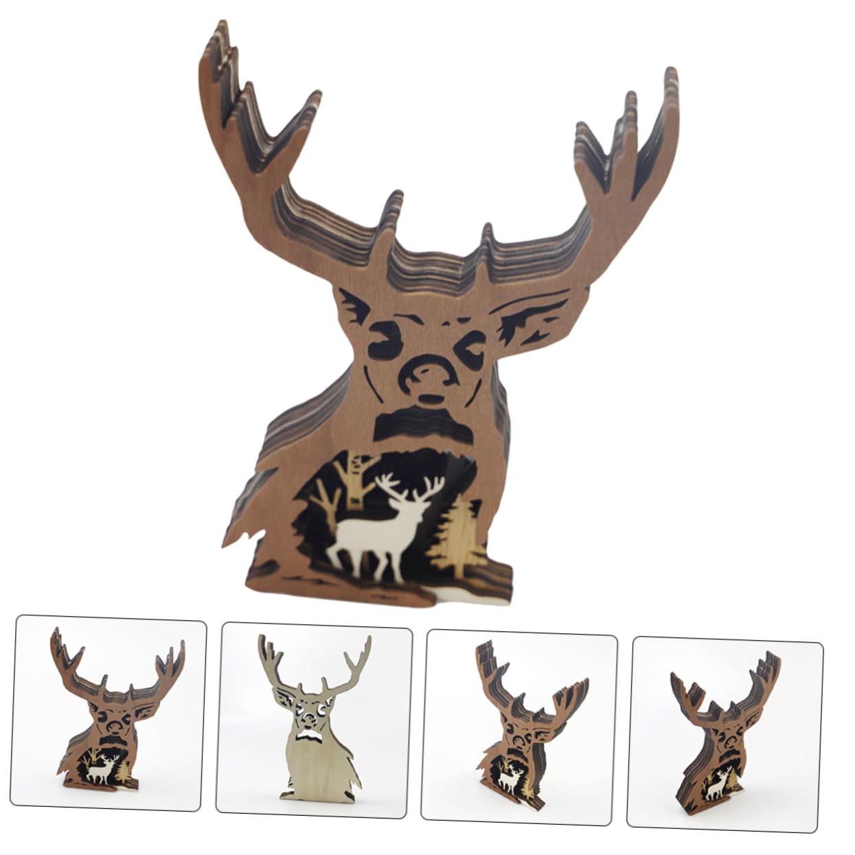Amazon｜Levemolo 多木製動物装飾 ヘラジカ 彫刻 木製鹿 シルエット
