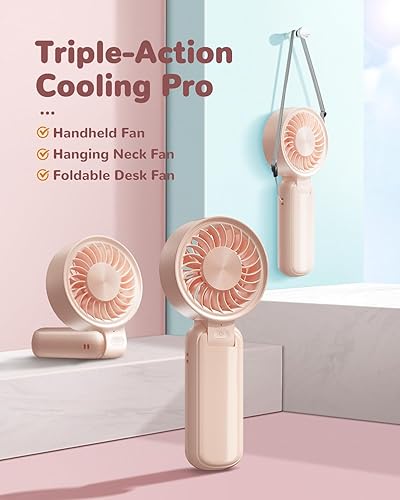 Miniatura 2 de Ventilador de mano de alta velocidad recargable de 10000 RPM, ventilador portátil con 4 velocidades, plegable de 120 y refrigeración turbo (24.6