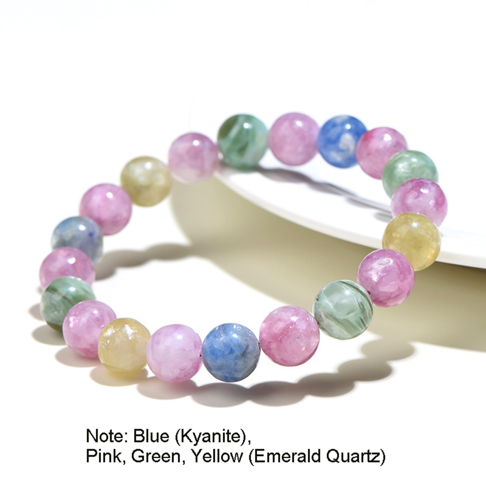 Braccialetto di Cristallo Naturale Color Caramella, Braccialetti di Cristallo con Perline Rotonde Multicolori, Gioielli Fatti a Mano con Braccialetti di Pietre preziose per Donne,12~12.8mm