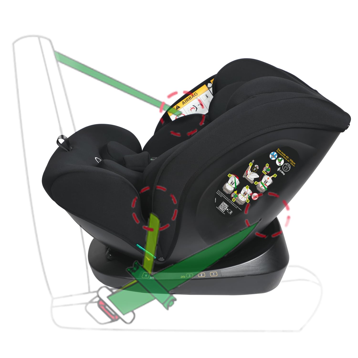 Wembley siège auto évolutif R129 i-size 40-150 cm, Groupe 0+/1/2/3, naissance-36 kg, ceinturé, dos-face route, très longue durée d'utilisation: un seul siège de la naissance à 12 ans – Shadow