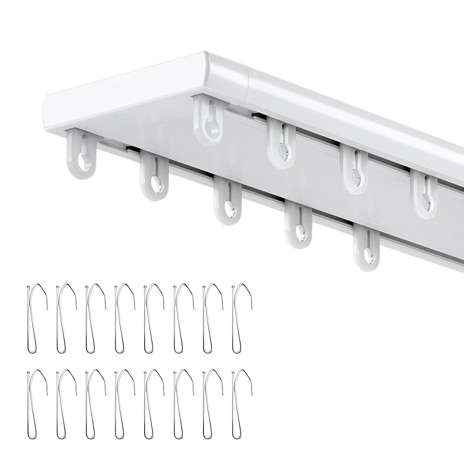 Rail de rideau en aluminium à 2 couches de plafond de 1 à 8 m réglables et silencieuses, système de rail d'installation facile, blanc, 3 m de long, parfait pour la décoration de la maison