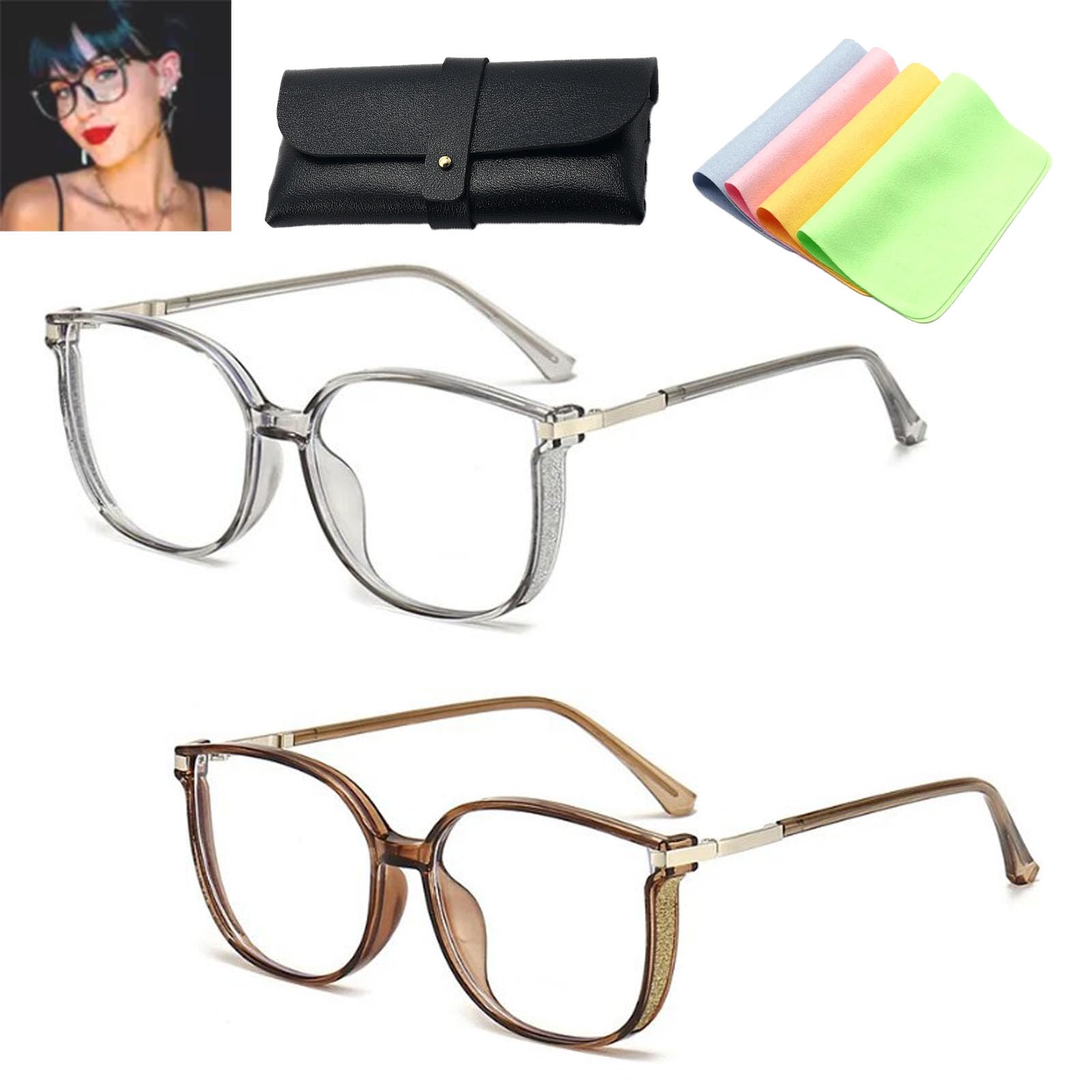 fizweyo Reading Glasses, Women's Portable Fashion Anti-Blue Light Reading