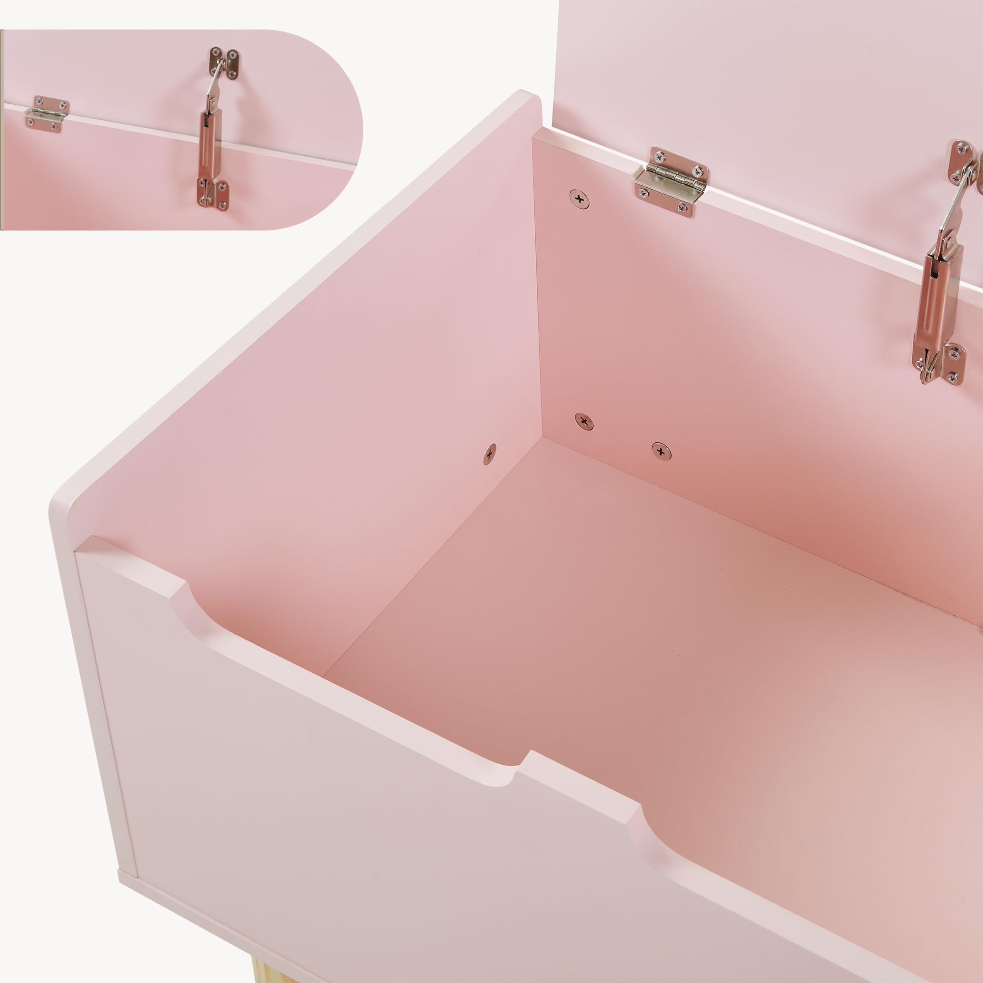 [en.casa] Baule per Giocattoli con Coperchio Cassapanca per Cameretta Piedini in Legno Mobile Contenitore Chiuso Porta Giochi per Bambini Soggiorno Corridoio 60 x 40 x 45 cm - Rosa
