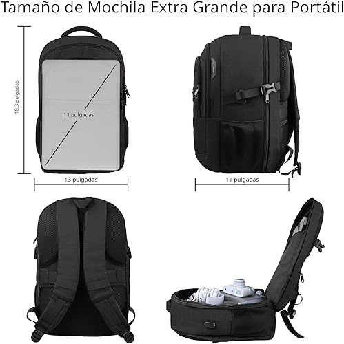 Miniatura 3 de Mochila para laptop mochila de transporte duradera extra grande de 173 pulgadas compatible con la TSA mochila para portátil de viaje de negocios con