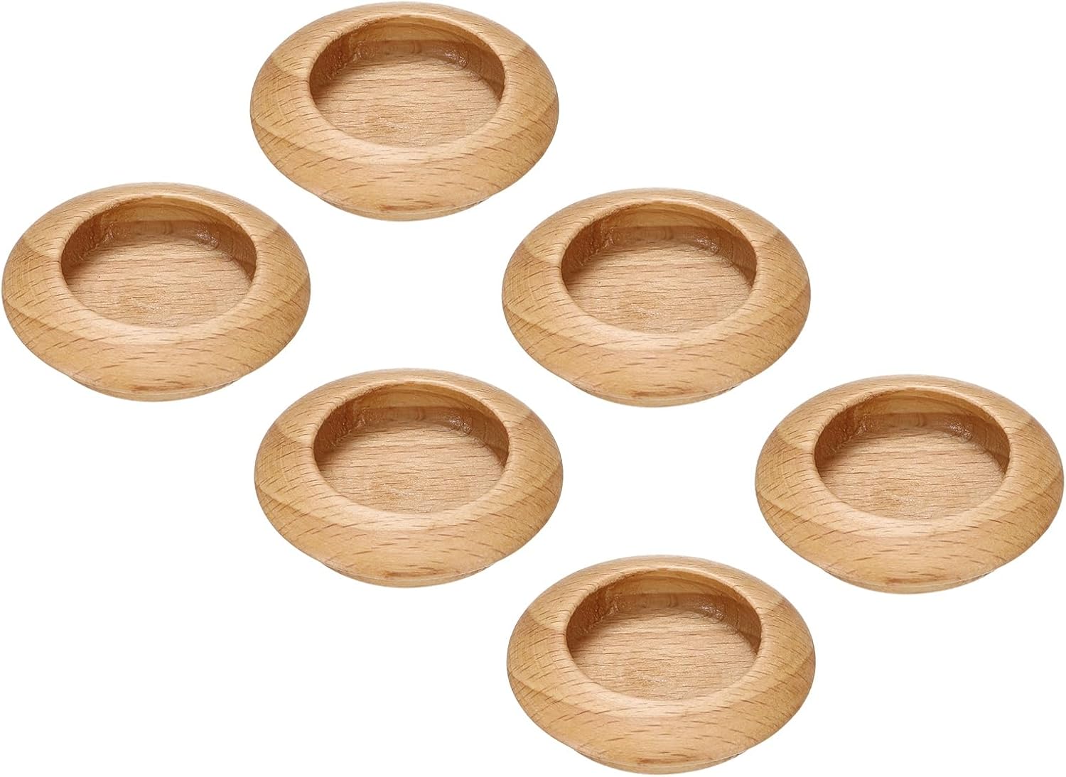 uxcell 8pcs Wood Recessed Concealed Handle 1.65"x0.47" Embedded Design Round Painted Sliding Door Pulls Handles for Sliding Barn Bypass Doors Wardrobe Drawer