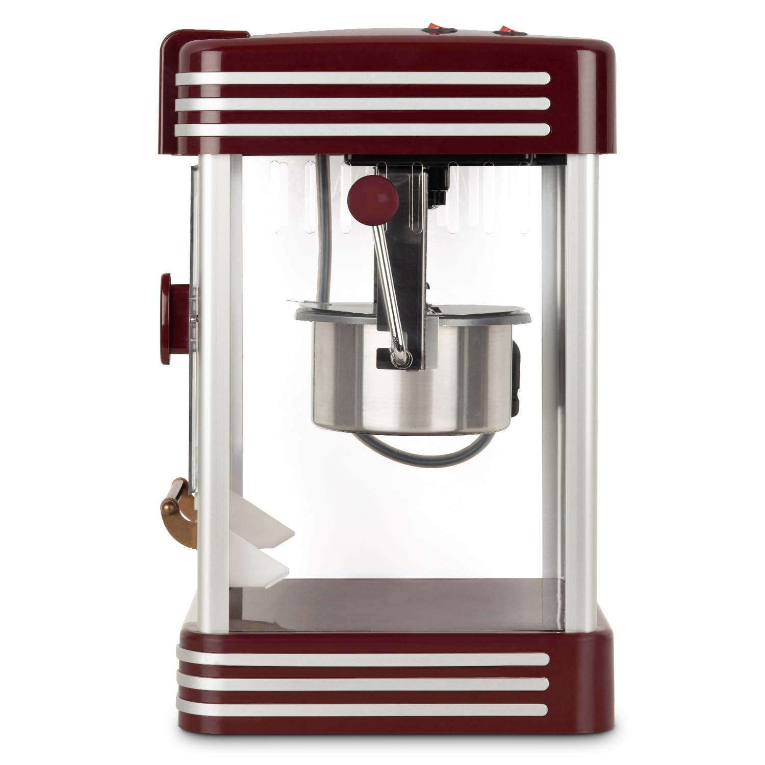 H.Koenig Maszyna do popcornu POP330, łatwy i szybki domowy popcorn, retro design, garnek ze stali nierdzewnej i aluminium, pojemność 50 g, magnetyczne drzwi, 360 W