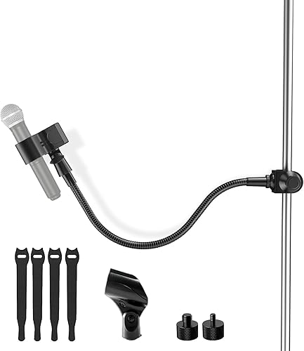 Gooseneck Microphone Stand 19", 360° Flexible & Adjustable Arm Desk Mic Stand with Super Clamp Mount and 3/8" to 5/8" Adapter, Compatible with Shure/Fifine/AT2020/Blue Snowball/Razer