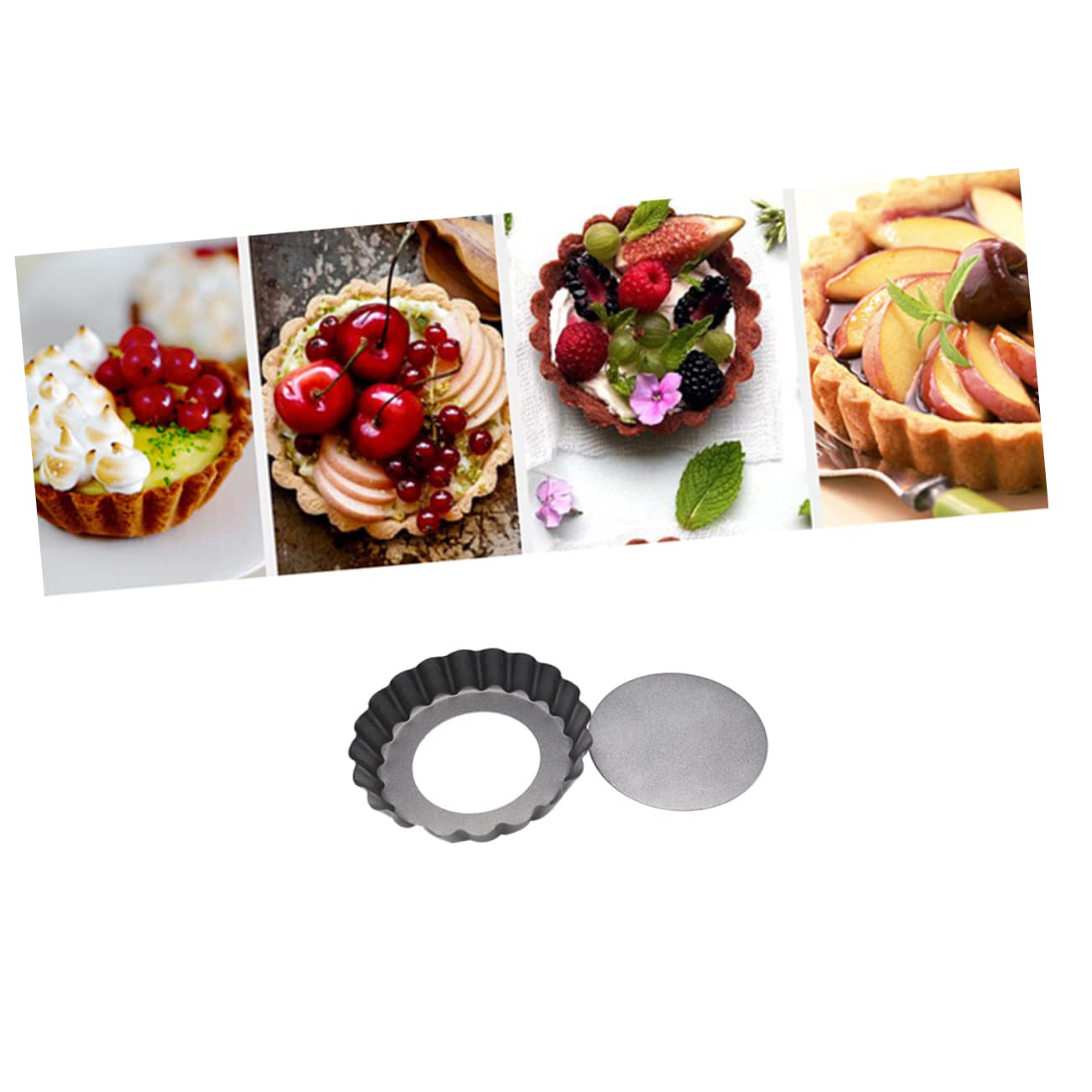 PRETYZOOM 2Pcs Non Stick Round Baking Tray Mini Tart Pans with Removable Bottom for Cake Quiche and Bread Baking for Celebrations and Housewarming