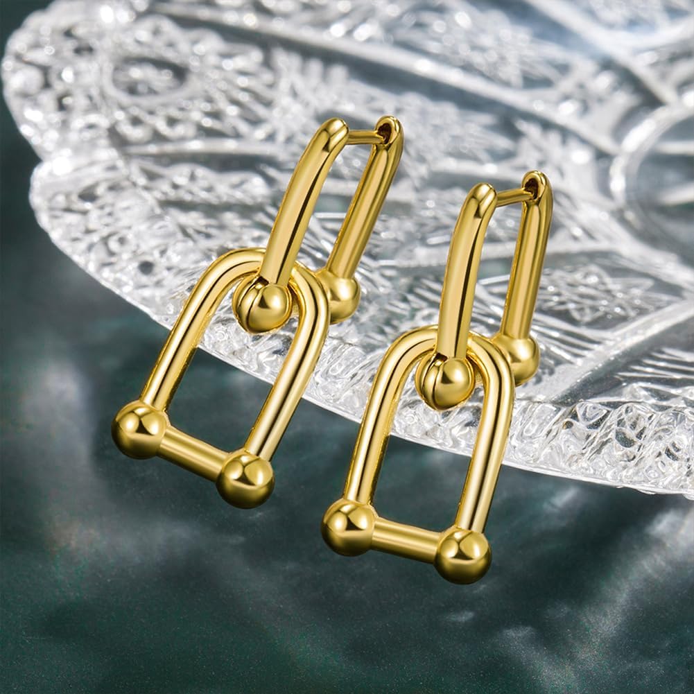 BG&WLing Gold Paperclip Earrings for Women, Chain Link Earring Stainless Steel Double Hoop Dangle Earrings Trendy Jewelry Gift for Her - Image 5