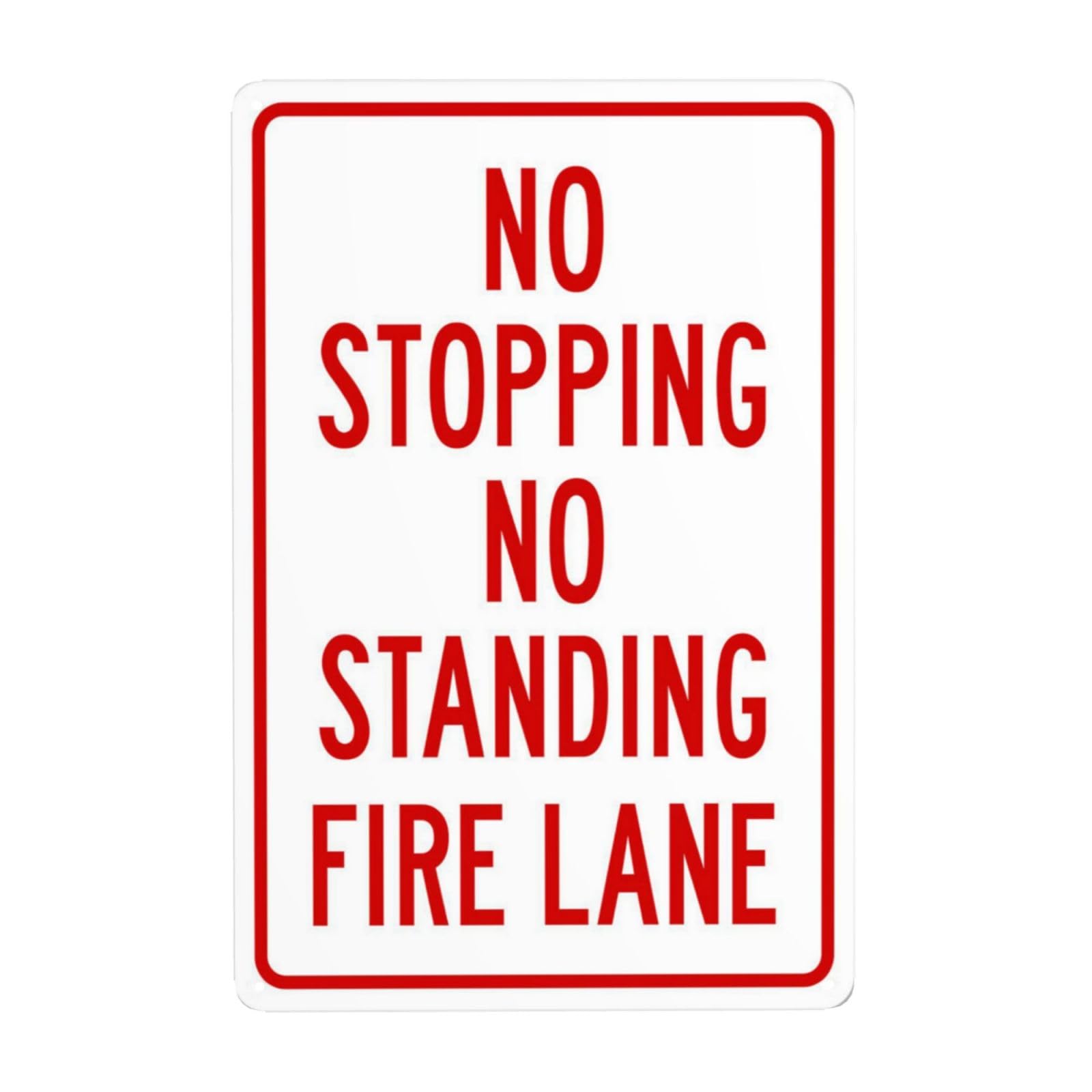SMAZDFXX No Stopping No Standing Fire Lane Metal Warning Signs, Cautions Security Tin Sign, Safety Posted Signs for Street Business Wall Decor 12"x16"