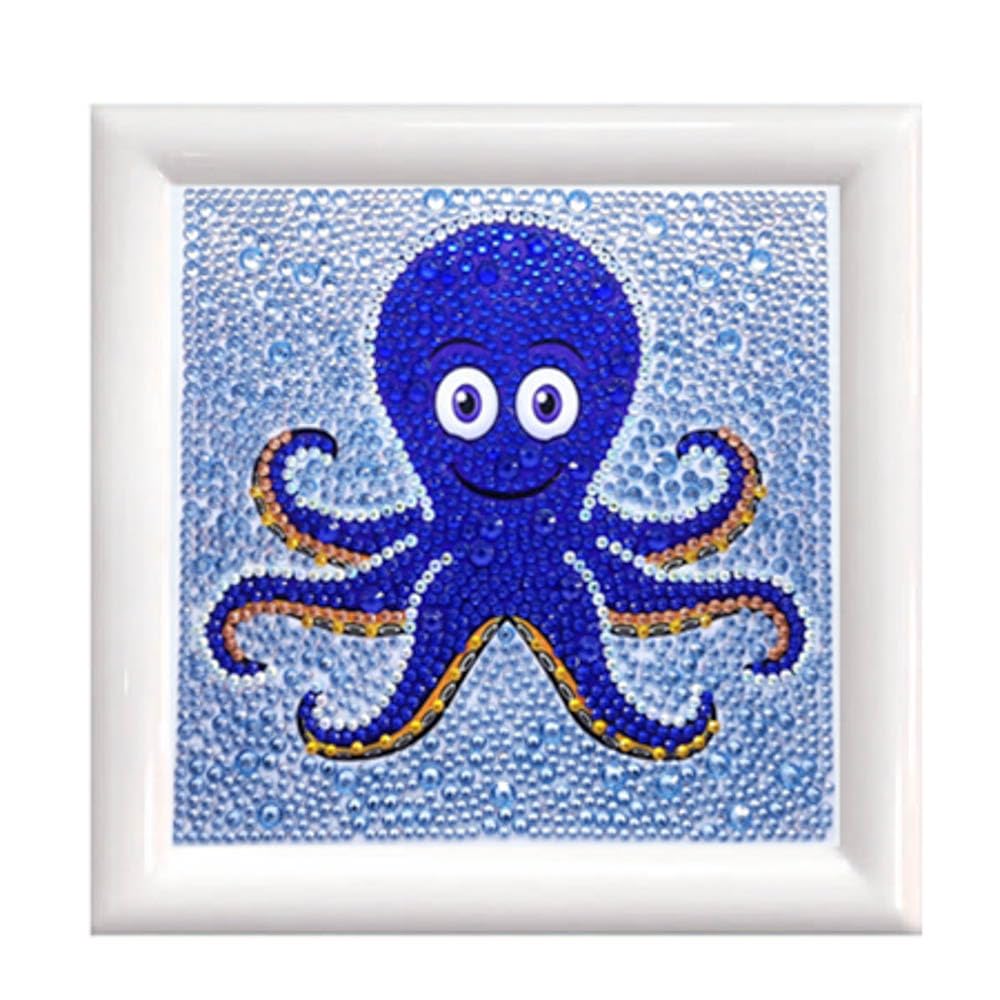 Pracht Creatives Hobby Diamond Painting Set, Squid and Accessories, Craft Kit for Painting with Rhinestones, for Children from 5 Years