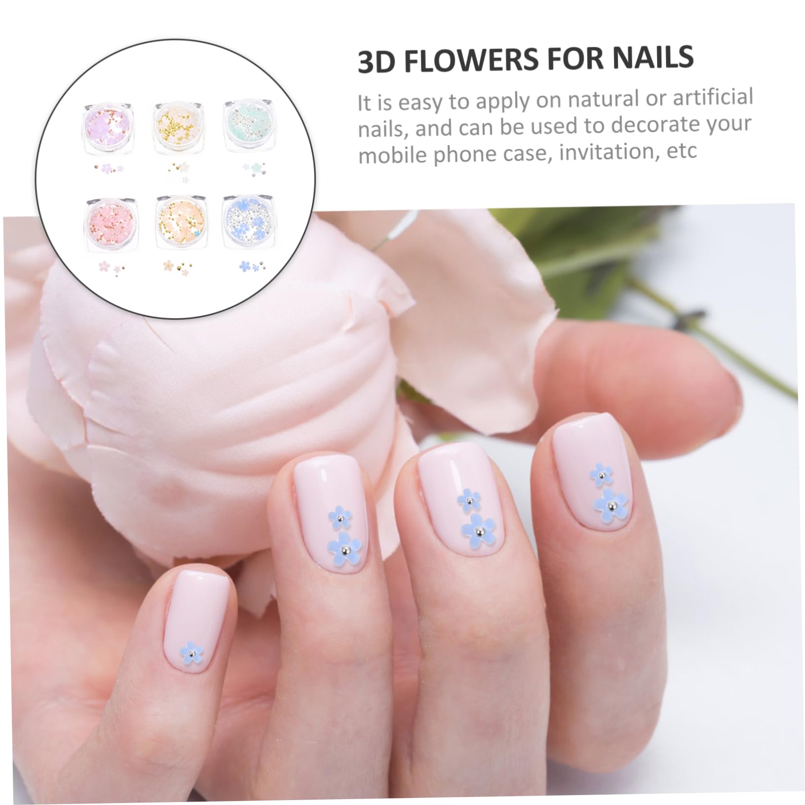 FOMIYES 30 Cajas Decoración 3D Encantos De Manicura Flores 3D Arte De Uñas Encantos De Resina Calcomanías De Arte De Uñas Flores 3D Encantos De Uñas Joyería De Uñas Adornos De