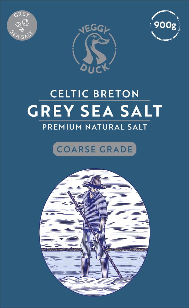 Veggy Duck - Sal Celta - Sal Gris Celta Bretona Gruesa (900g) - Sin Refinar | Natural | Sin OMG | Vegana | Genial para Cocinar