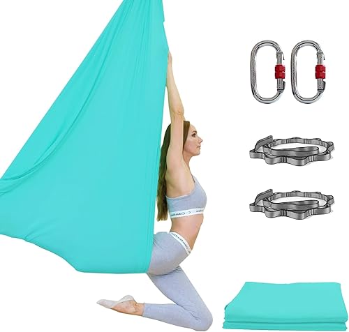PRIOR FITNESS Hamaca de yoga aérea de 5M, columpio de yoga, juego de columpio de nailon de alta calidad, correa de yoga con mosquetón, cadena de