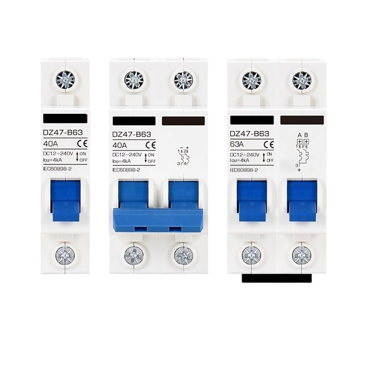 DZ47B Circuit Breaker DC 12V 24V 36V 48V DC MCB Battery Car Protector 6A-150A Air Switch Din Rail Mount(1 Pole,80A)