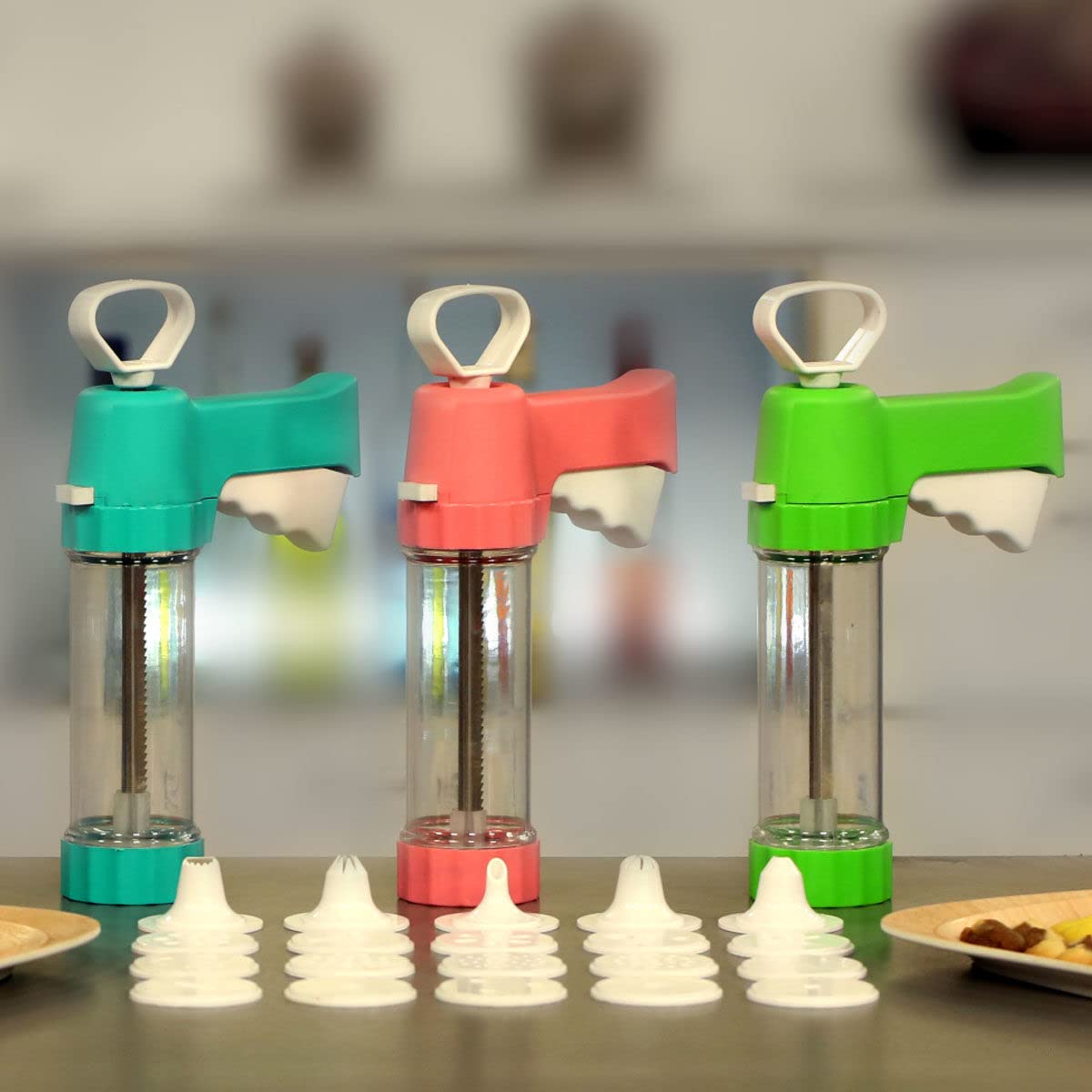 AMBITION 20 Pcs Snack Maker/Kitchen Press/Different Types of Jalies, Murukku Maker/Bhujiya Maker/Noodles/Cookies/Namkeen/Chakali Maker/Sev Maker/Farsan Maker/Gathiya Maker (Kitchen Press Tool)