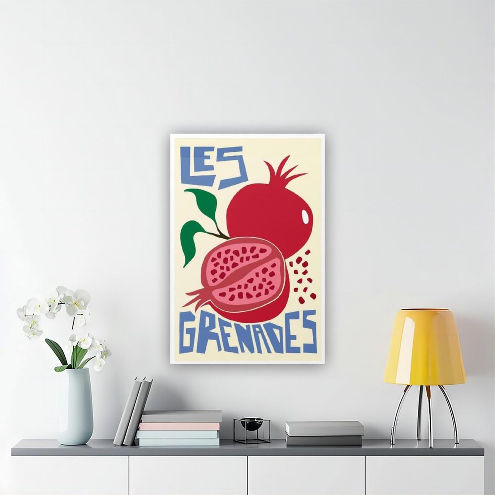 Granatapfel-Frucht-Illustrationsdruck, Leinwand-Poster, Wandkunst, Dekordruck, Bild, Gemälde für Wohnzimmer, Schlafzimmer, Dekoration, 50 x 75 cm