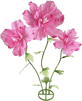 Giant Artificial Fake Flowers, Realistic Faux Large,Outdoor & Home Decor | Fake Flowers with Standing Base and Stems Wedding Reception Background Party Banquet Decor Shop Window Display, Dark Pink