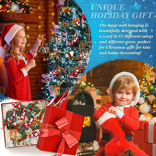 Jenaai 12 Pieces Christmas Wildlife Ornaments 3D Wild Animal Hanging Ornament Christmas Tree Decor With Scarf Pendant Ornament For Wildlife Themed Birthday Party Favors Christmas Tree thumb #4