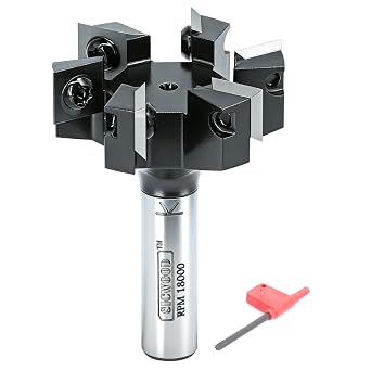 Slab Flattening Router Bit 1/2 Shank, 6-Wing, 2" Cutting Dia, Insert Carbide CNC Spoilboard Surfacing Router Bit, Wood Planer Planing Bit for Flycutter/ Slab Leveler/ Rabbeting by SICWOOD