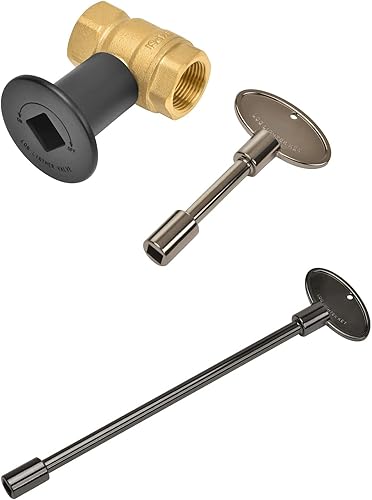 Skyflame Kit de válvula de llave de gas recta de 3/4 pulgadas para chimenea de hoguera con brida negra plana, llave universal de 3 y 8 pulgadas