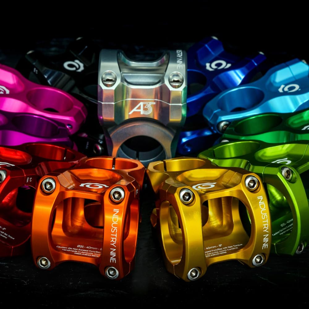 Industry Nine Vástago de bicicleta A35 - Potencia de bicicleta de montaña - Fabricado en Estados Unidos - Abrazadera de 35, aluminio, 32/40/50 mm