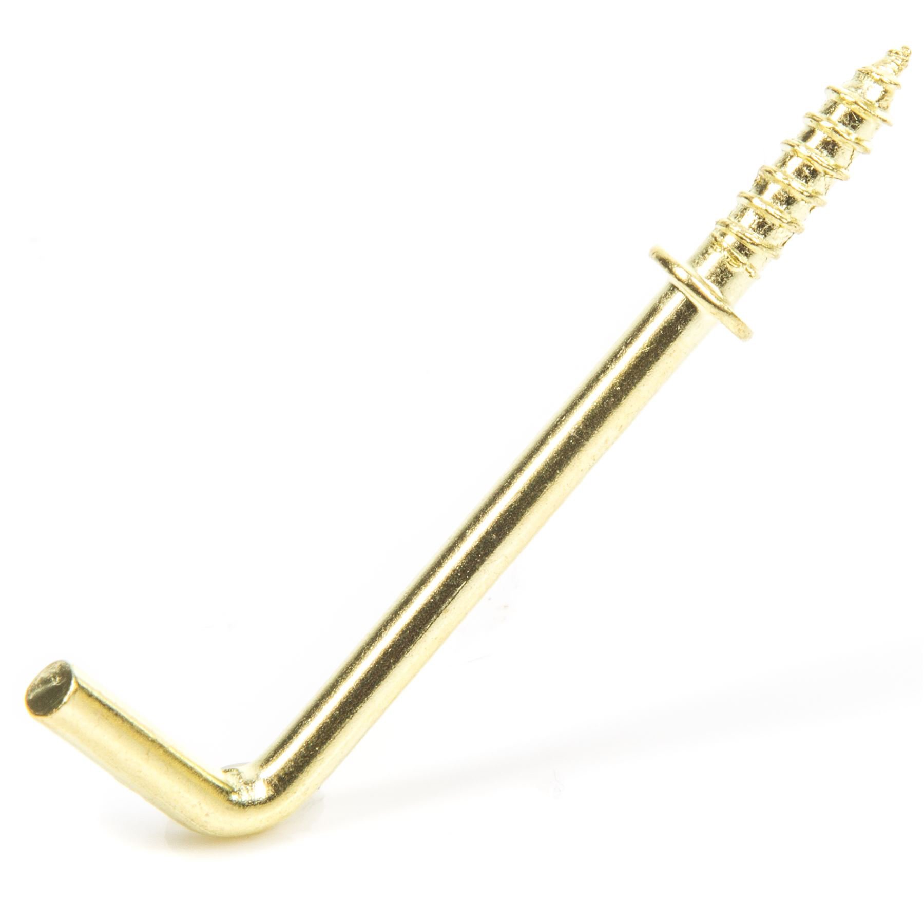 White Hinge White 50X Brass Shouldered Dresser Hooks 38Mm (1.5") Large L Shaped Screw In Wall Hook