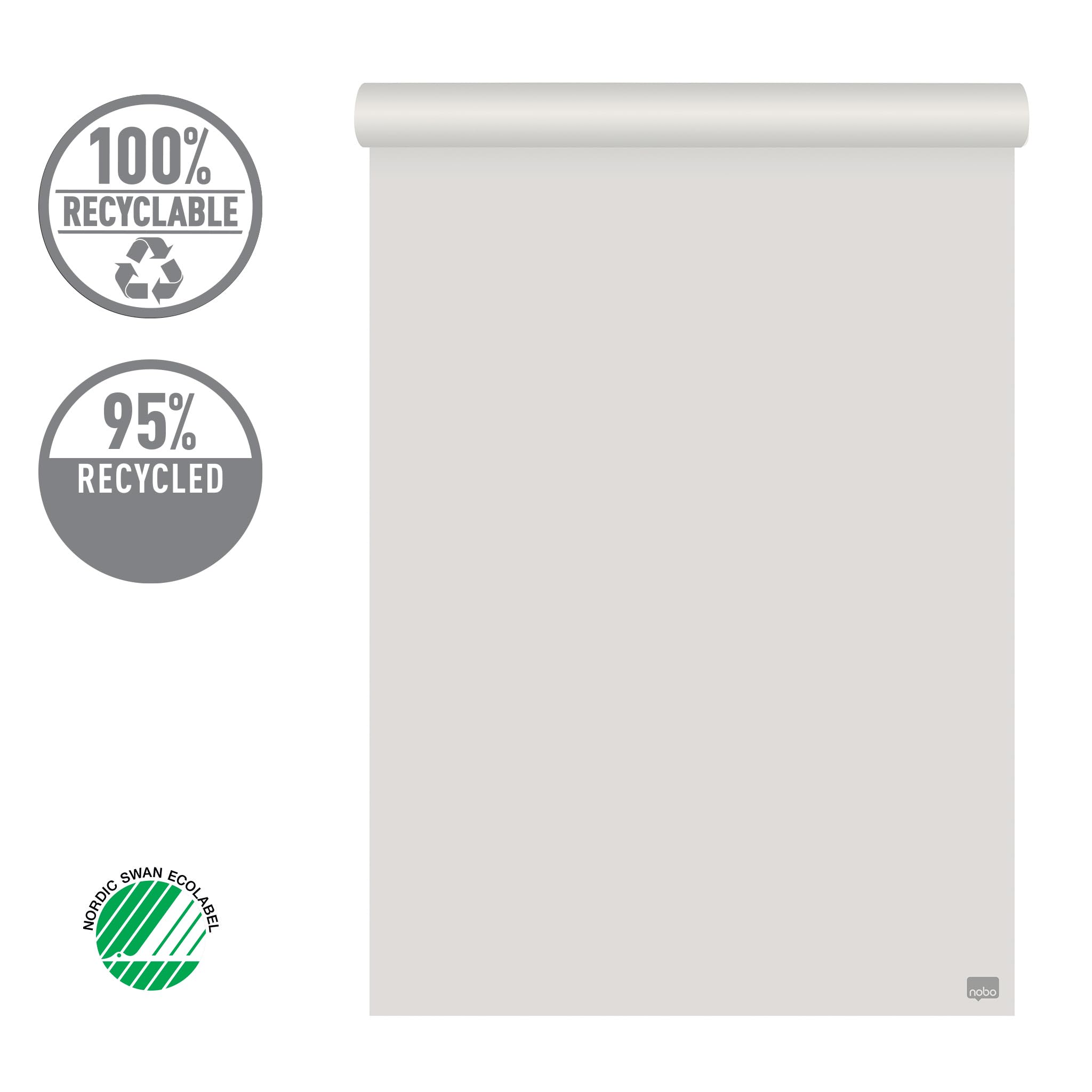 Nobo, Blok Nobo Recycled do Flipcharta, 58 × 81cm, Papier Dwustronny Gładki/w Kratkę, 50 Kartek o Gramaturze 70 g/m², 1 Rolka (1915659)