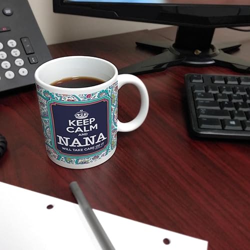Miniatura 6 de Taza de té o café para regalo de cumpleaños con texto "Keep Calm and Nana Will Take Care of It", Cachemira