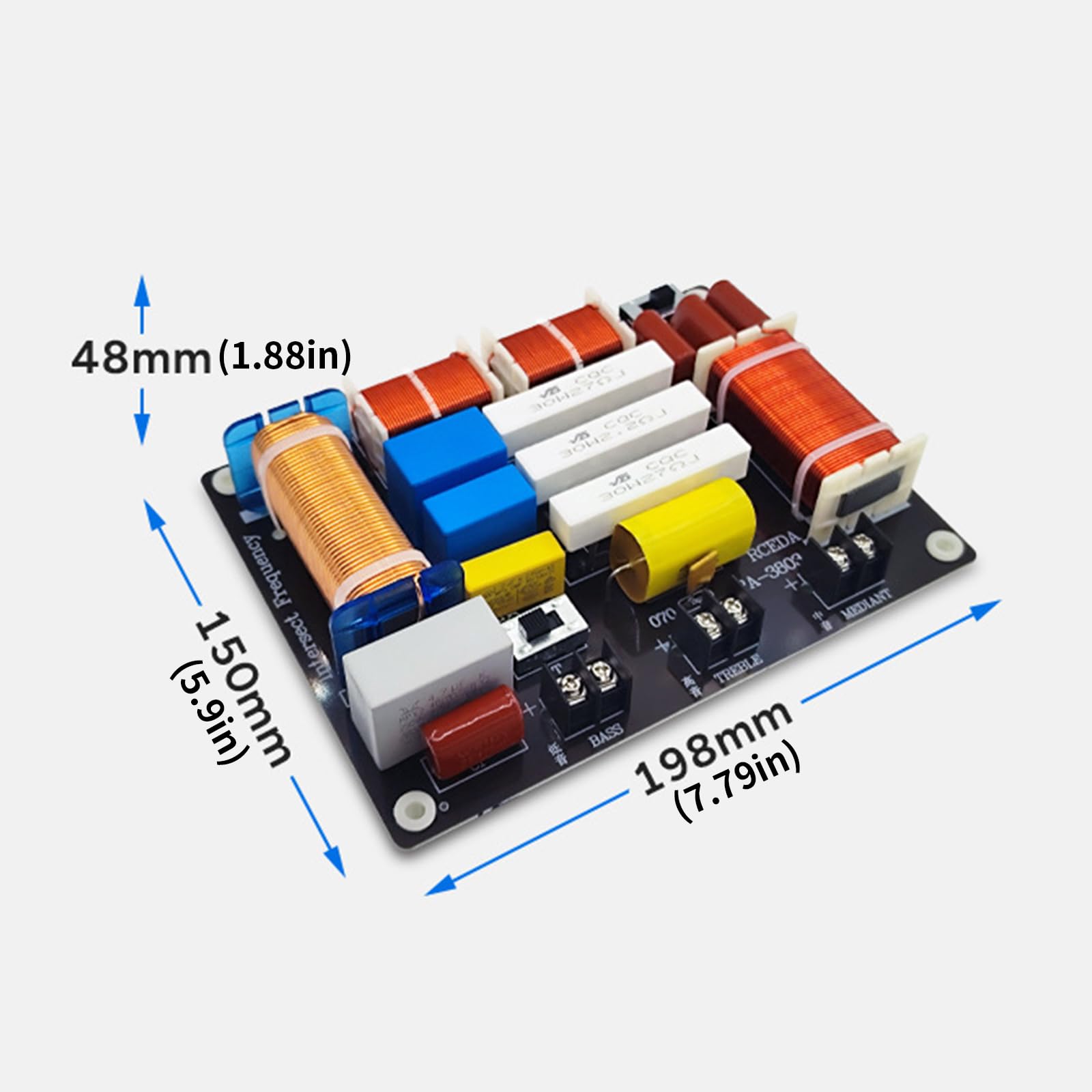 Crossover audio professionale a 3 vie allineamento a 90° con induttori ad alta temperatura e 4 modalità personalizzabili estese per prestazioni degli altoparlanti Ordinamento della frequenza HIFI