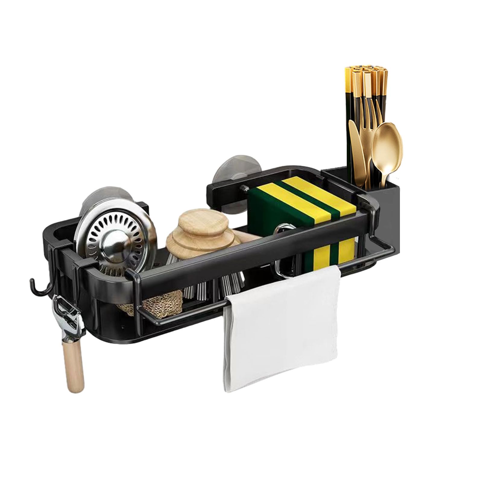 LONGYI Rangement Evier Cuisine,Evier Organisateur,égouttoir pour évier Acier Inoxydable,Porte éponge Accessoire Cuisine Savon ou lavettes,Rangement Evier Télescopique (Noir LONGYI Rangement Evier Cuisine,Evier Organisateur,égouttoir pour évier Acier Inoxydable,Porte éponge Accessoire Cuisine Savon ou lavettes,Rangement Evier Télescopique (Noir