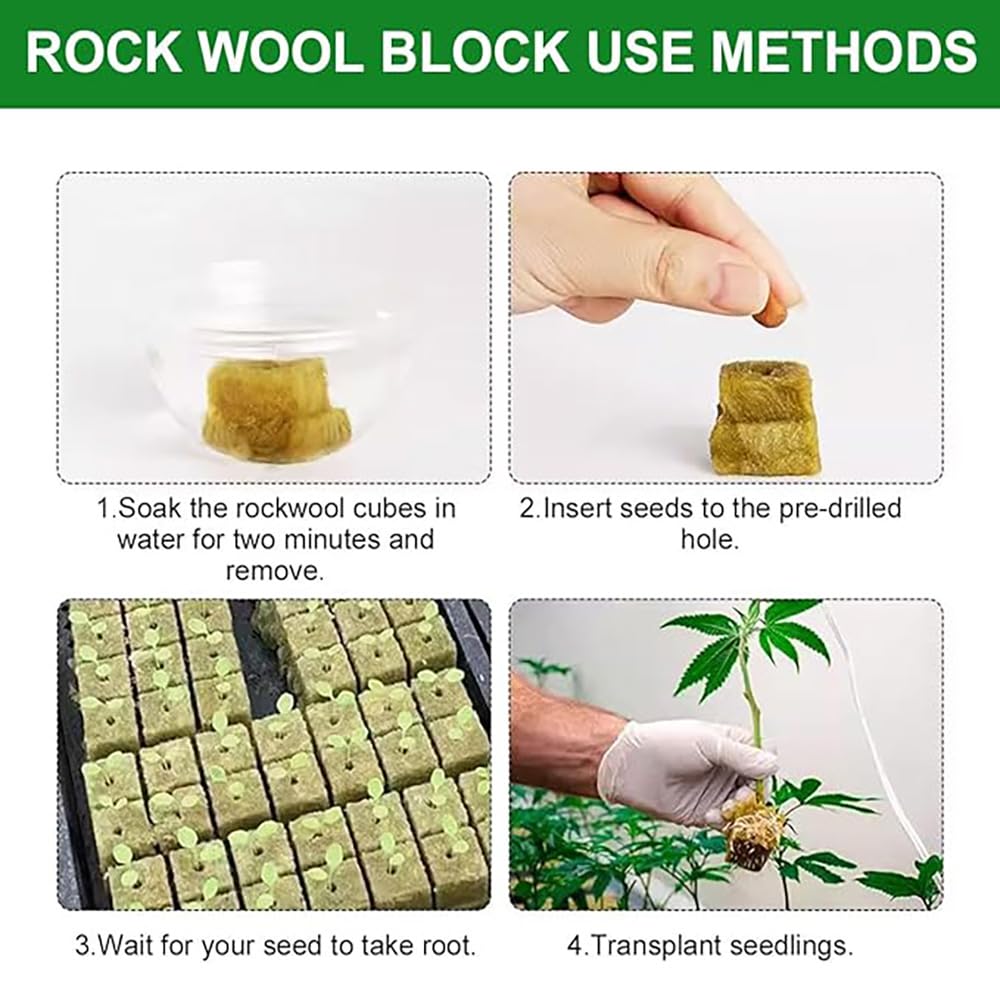 Rockwool Cubes, mata do uprawy, 200 sztuk, przyjazna dla środowiska, wełna kamienna, przepuszczalność powietrza, wełna kamienna, podłoże do sadzonek, rozmnażania roślin, 25 x 25 x 25 mm