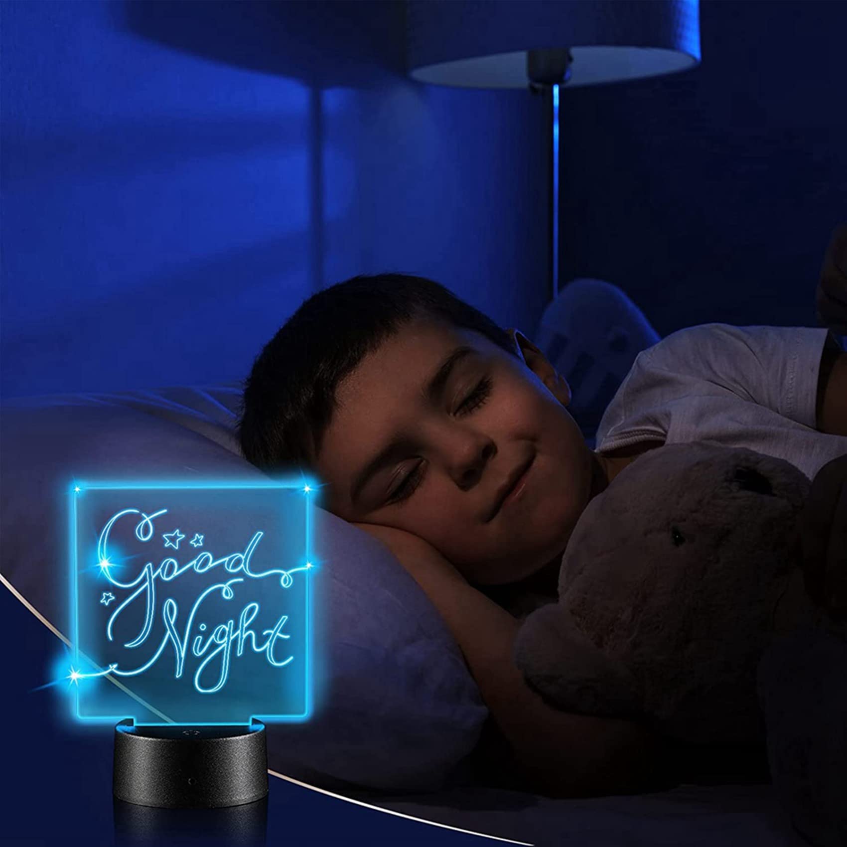 Aundhegrtt Podstawa lampy LED 3D z 8 przezroczystymi arkuszami akrylowymi, 8 pilotów, regulowana, 16 kolorów, do pokoju dziecięcego, baru