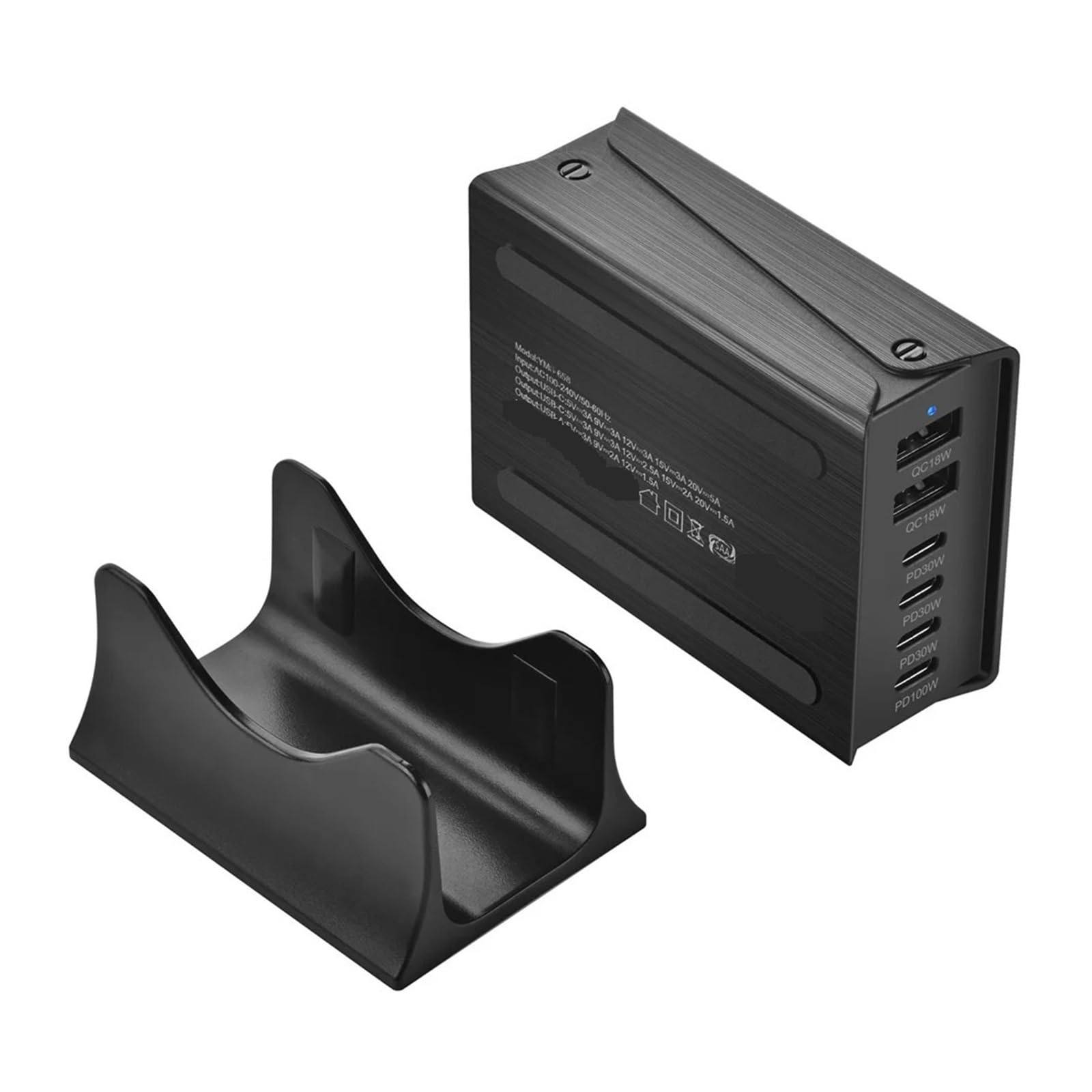 Szybka Ładowarka USB Typu C 200 W 2A4C 6-portowa Stacja Ładująca Hub, Kompaktowa GaN Zasilacz