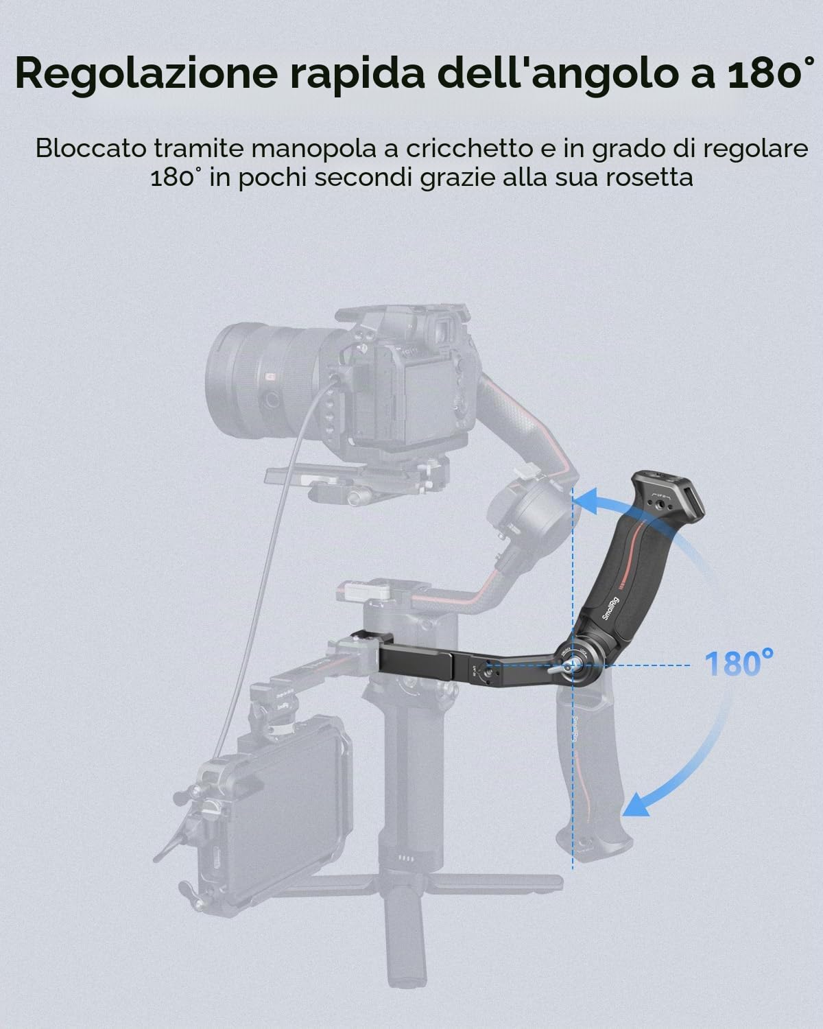 (Nuova Versione) SMALLRIG Impugnatura Regolabile per DJI RS 4 mini/Pro/RS 4, RS 3 mini/Pro/RS 3, RS 2 / RSC 2, Carico 8 kg / 17,6 LB, Impugnatura Ergonomica per Riprese ad Angolo Basso - 3028D